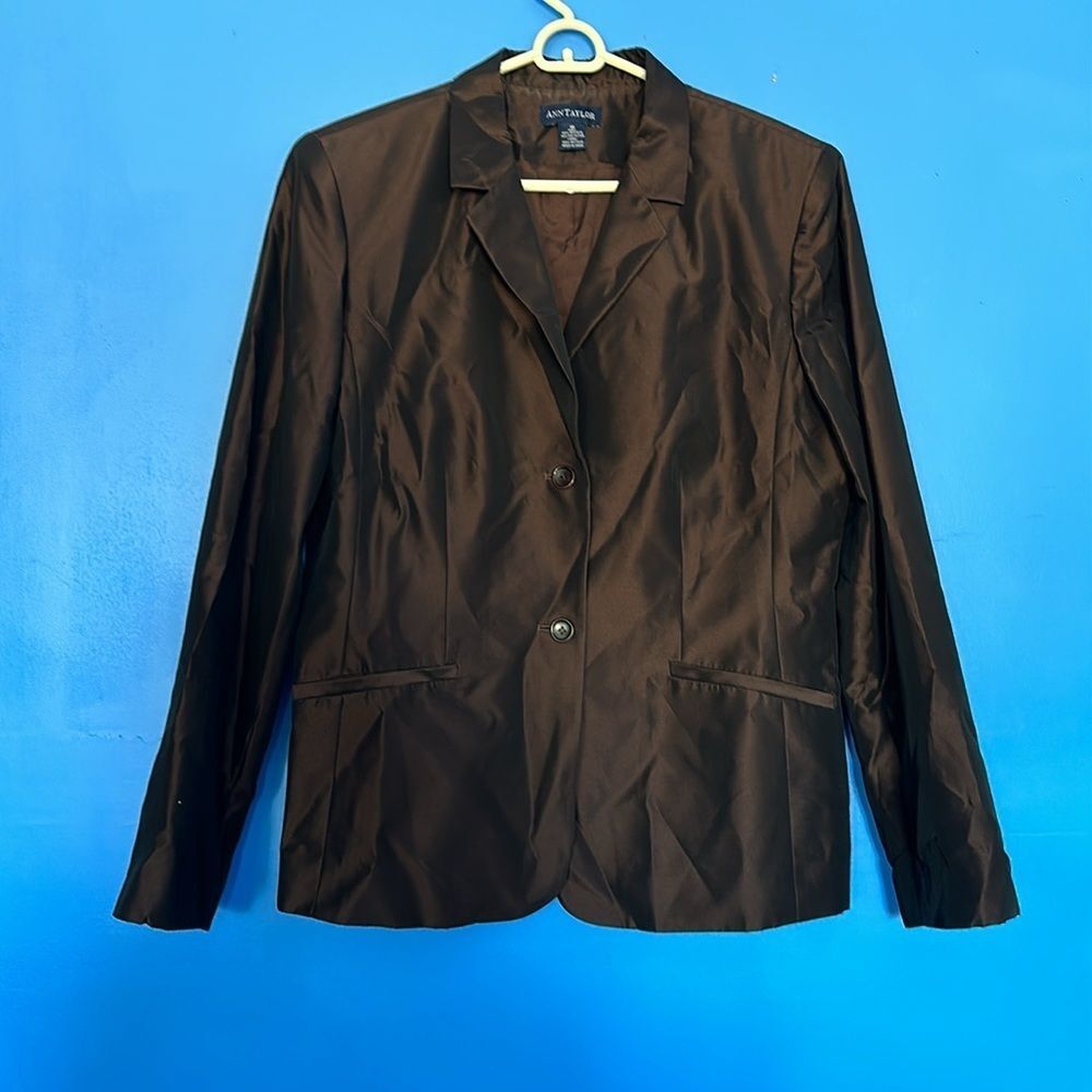 Ann Taylor Women’s Brown Chintz Blazer Size 10 Two Button Jacket Career Wear